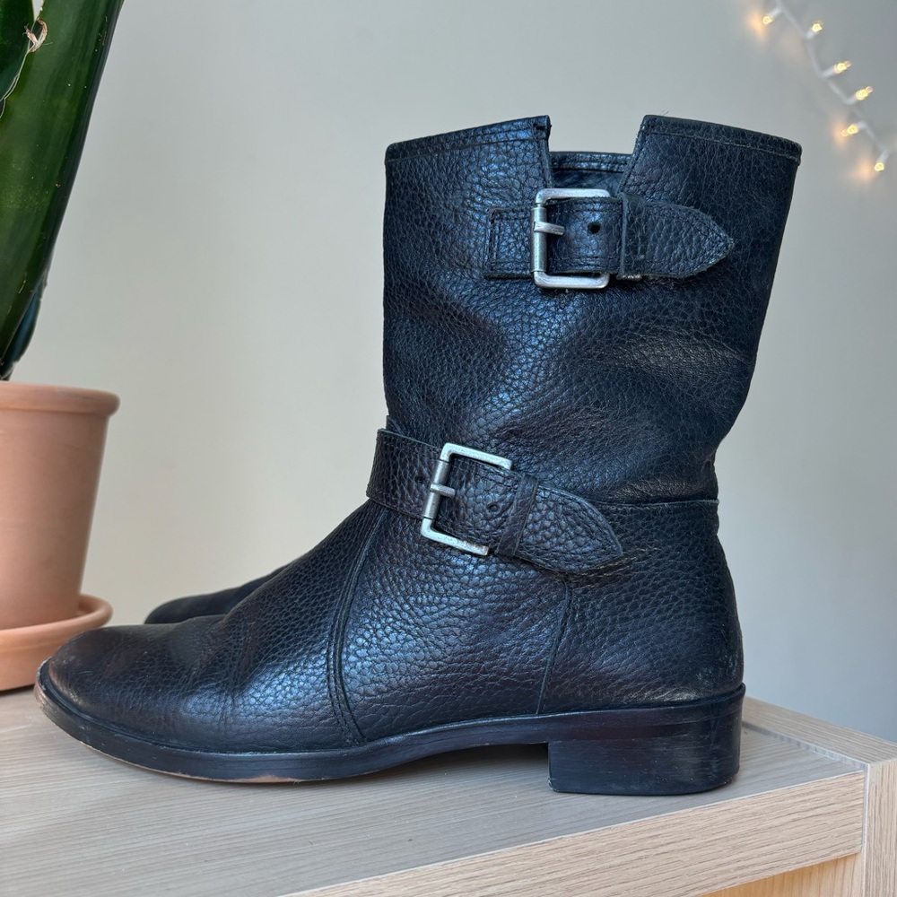 J Crew pebbled leather moto boots womens 8